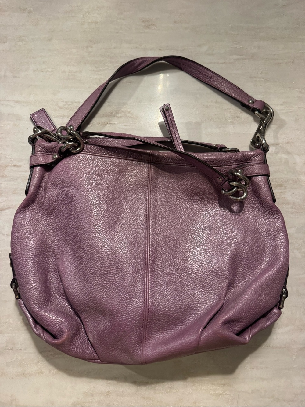 Coach Brooke Convertible Hobo Bag Lilac Lavender Pebbled Leather F17165